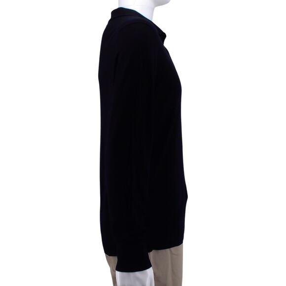 The Men's Store Bloomingdale's Merino Wool Polo Sweater Medium Black Classic Fit - Picture 2 of 7